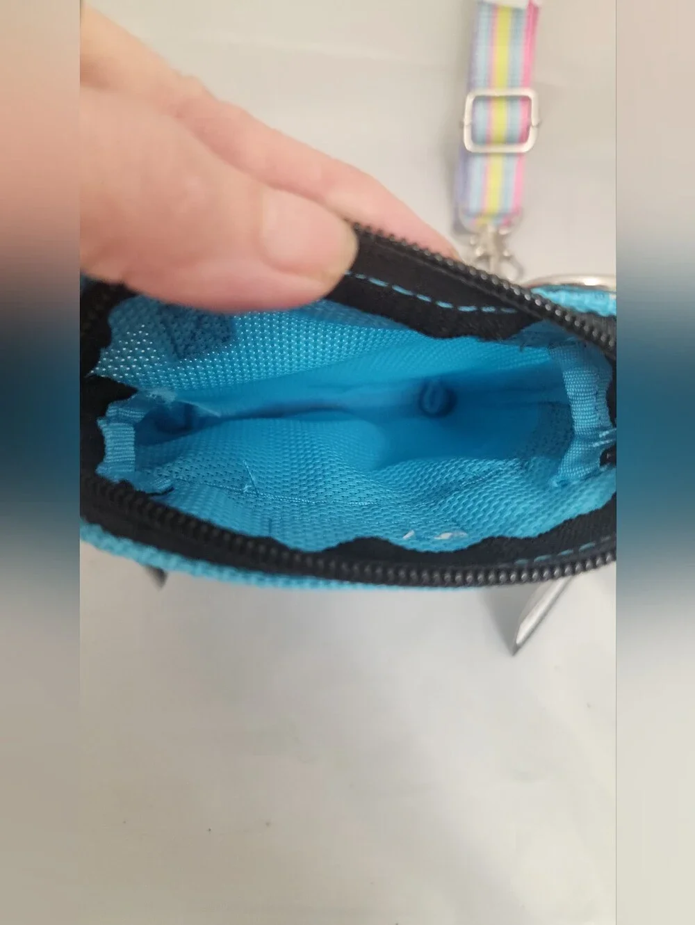 Scout Poly Pocket Small Crossbody Bag in Turquoise with Multicolor Strap - Picture 5 of 6